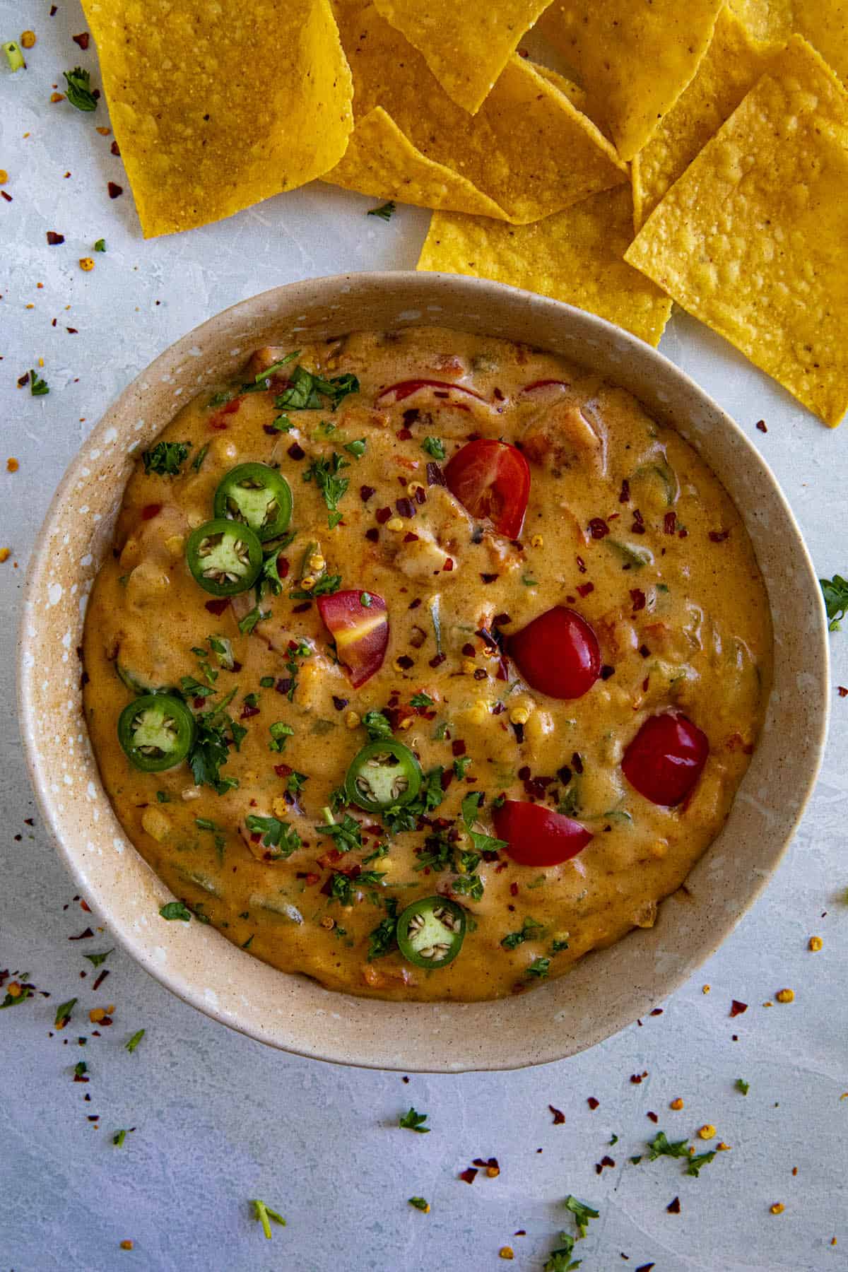Queso Dip in a bowl.