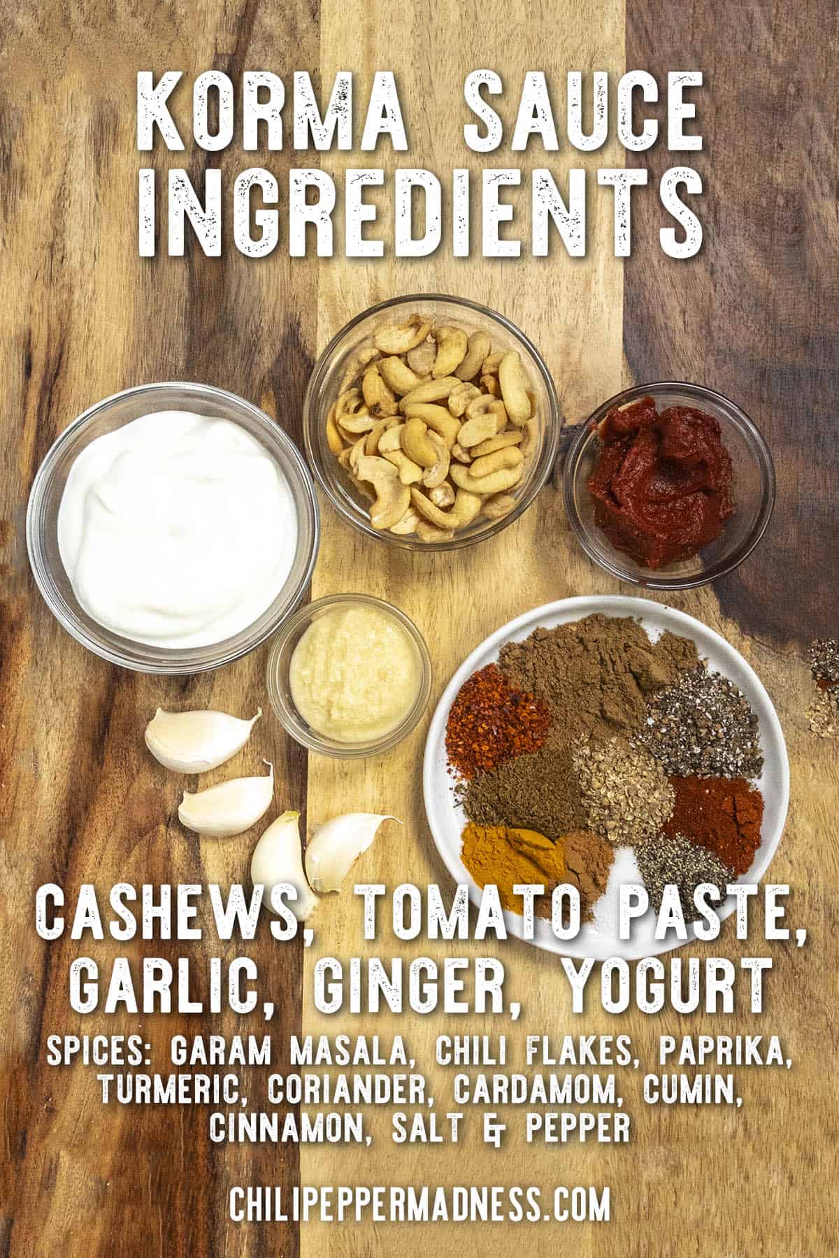 Korma sauce ingredients for making lamb korma or chicken korma