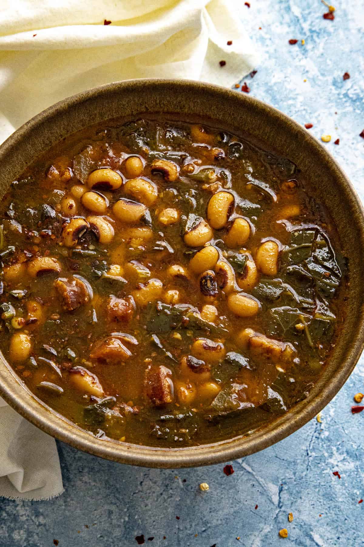 Black Eyed Peas Soup in a bowl, ready to serve