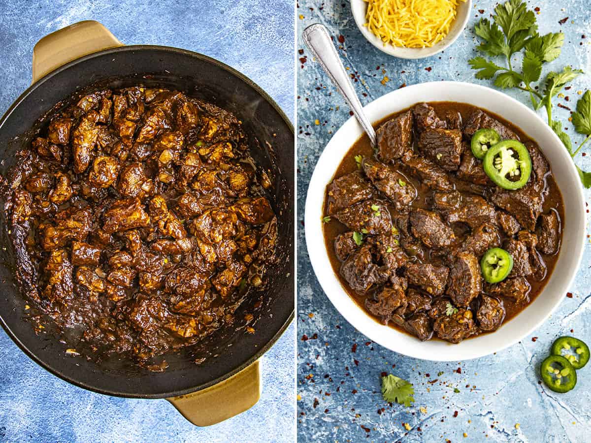 Simmering Texas Chili in a pot