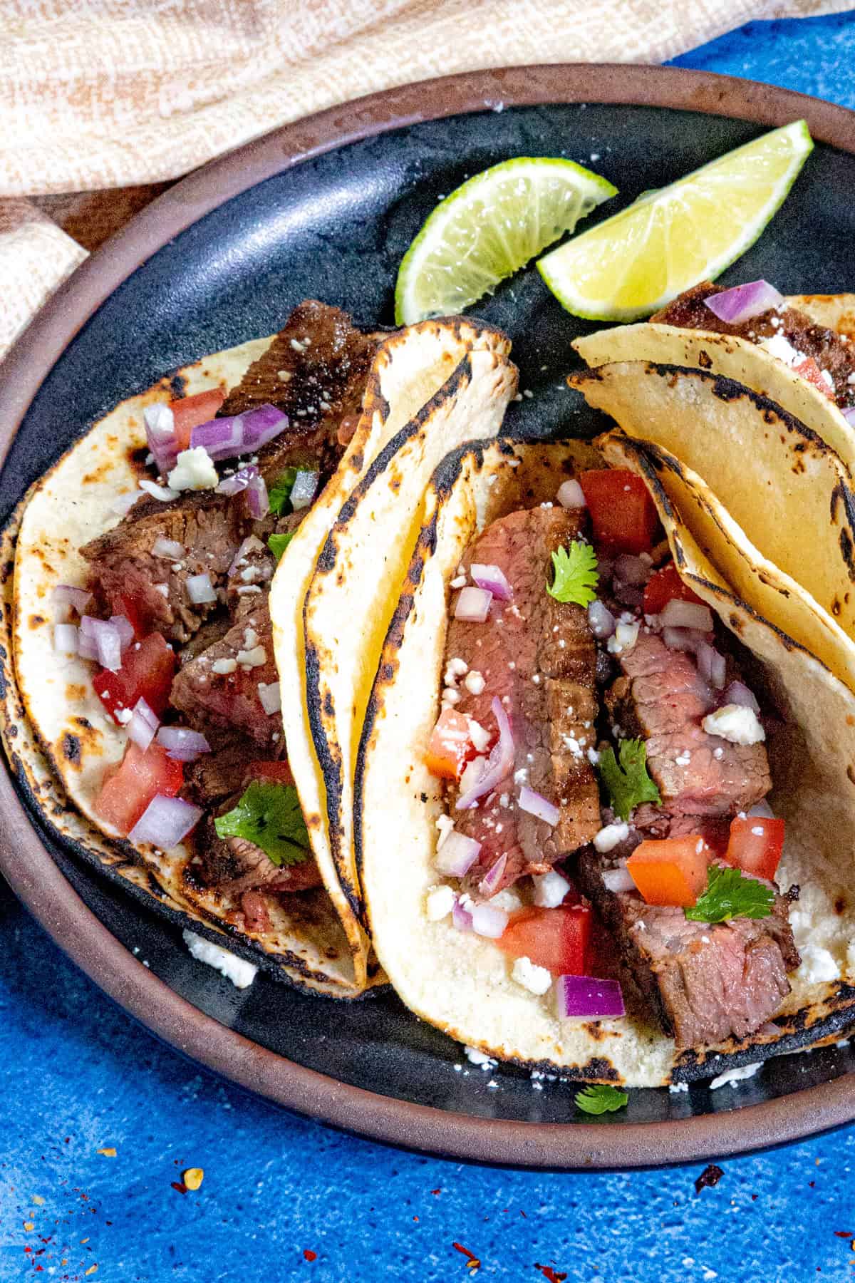 Steak Tacos served on a plate