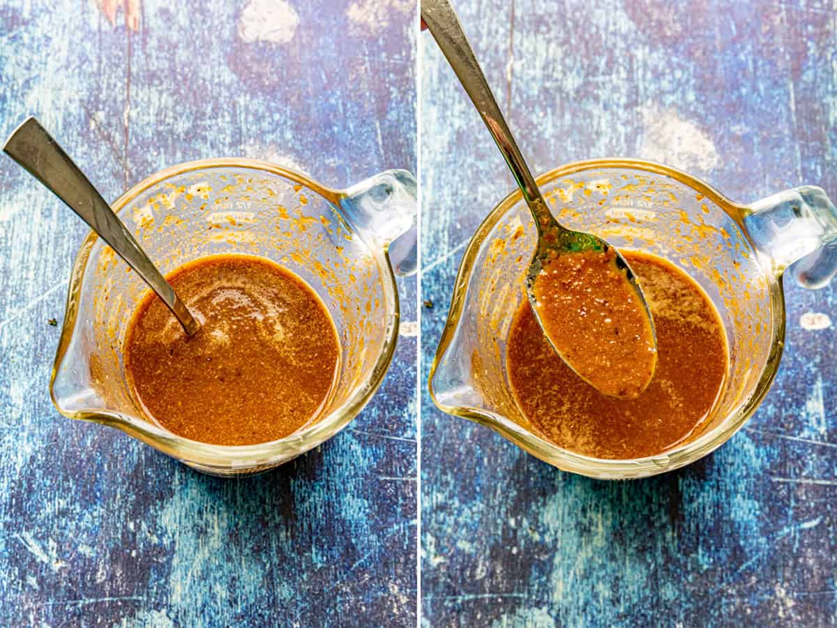 Processed Chili de &Aacute;rbol Hot Sauce in a measuring cup