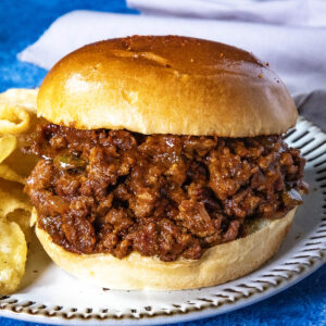Saucy and spicy-sweet Gochujang Sloppy Joes ready to eat