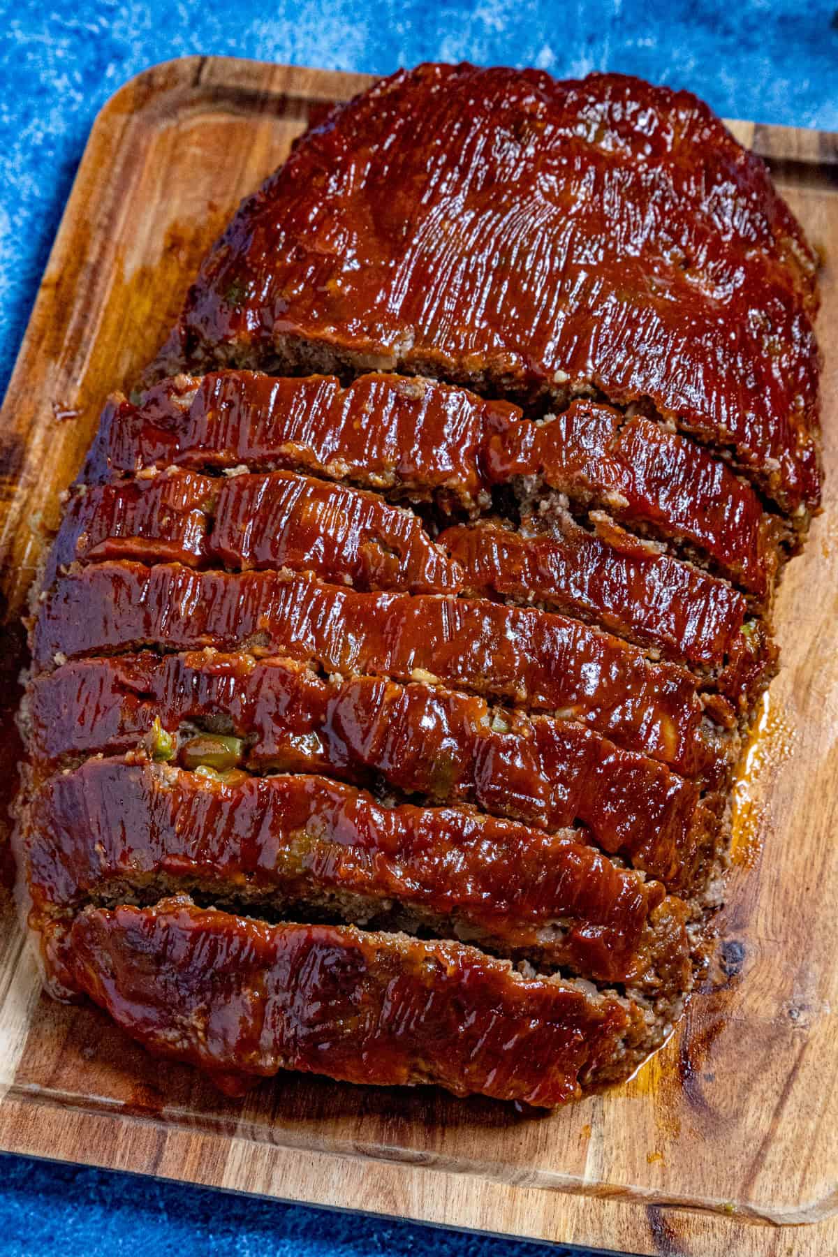 Southern Meatloaf fresh out of the oven, rested, and sliced.